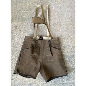 VTG Lederhosen German Leather Shorts Size Women’s 30" Brown Oktoberfest